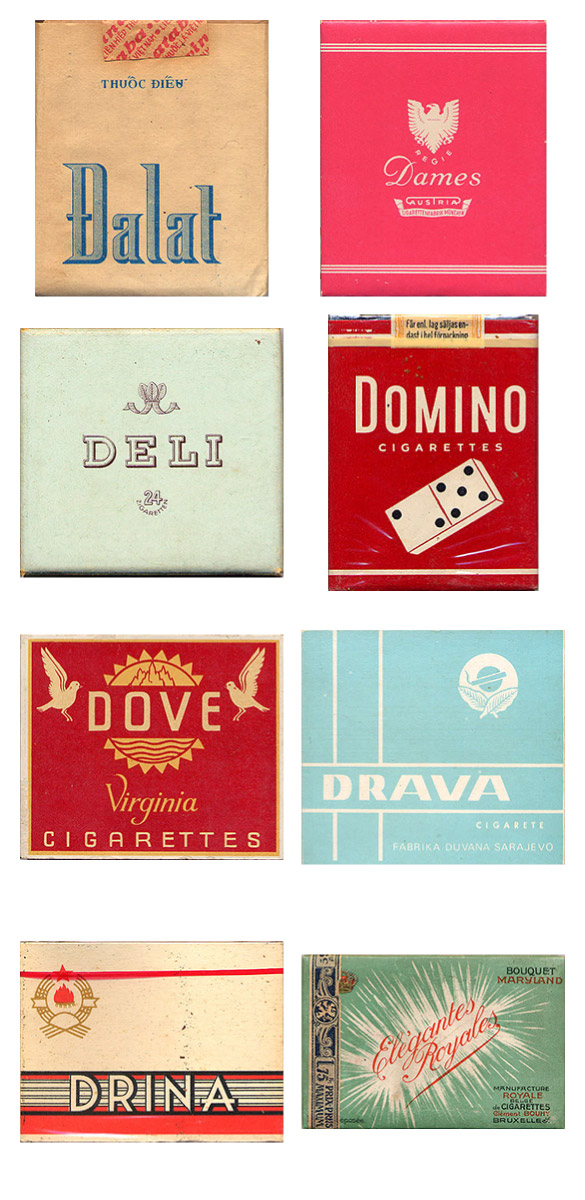 Cigarette packs from around the world